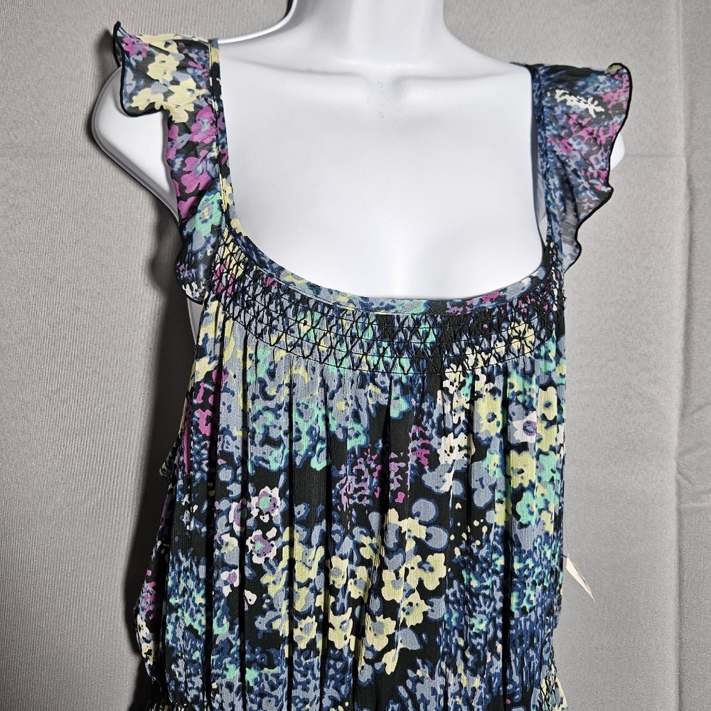 Old Navy Floral Sheer Ruffle Sleeve Scoop Neck Stretch Waist Summer Midi NWT XL
